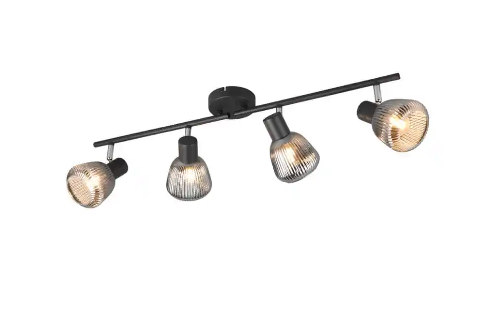 Tijdelijk Beschikbaar Trio - 4-lichts plafondlamp Tarifa met geribbeld glas