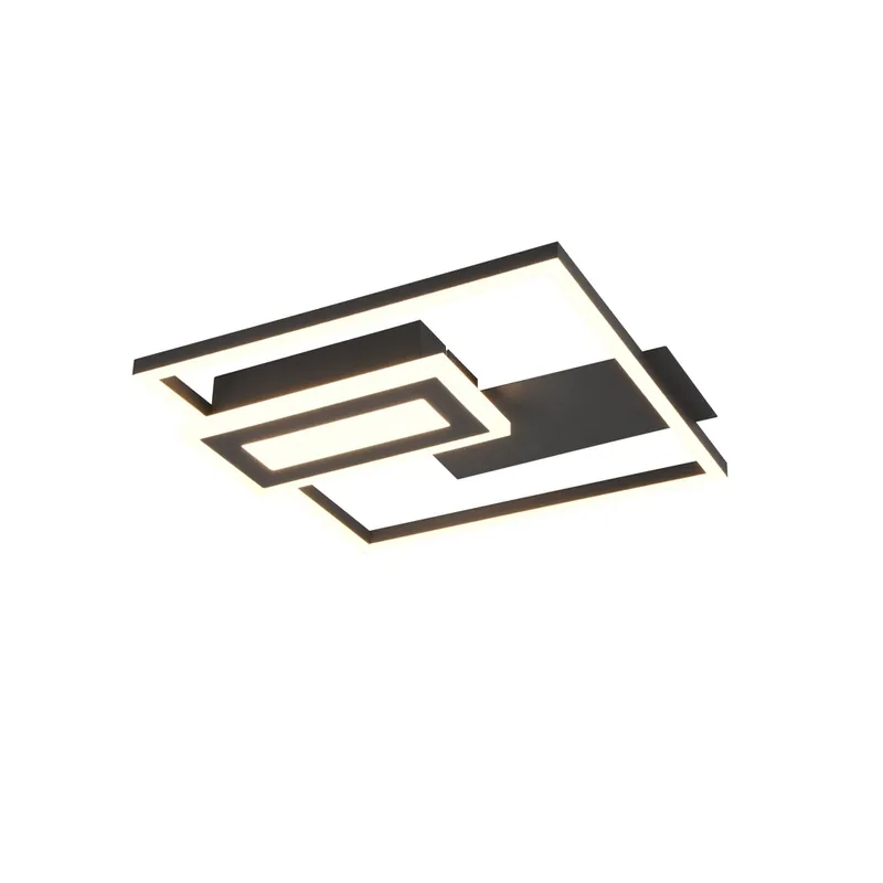 Trio - Vierkante plafondlamp Spiro zwart 30cm Gereduceerde Prijs