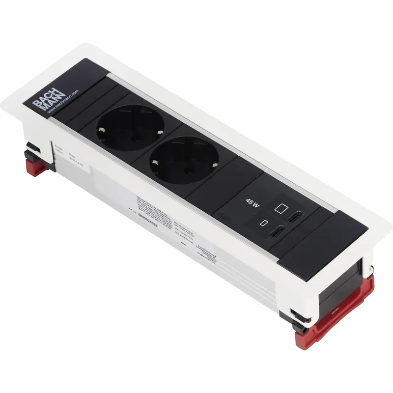 OCS POWER FRAME 2x 230V RA + 1x USB C/C chrgr 45W 0,2m GST o.g. wit Gereduceerde Prijs