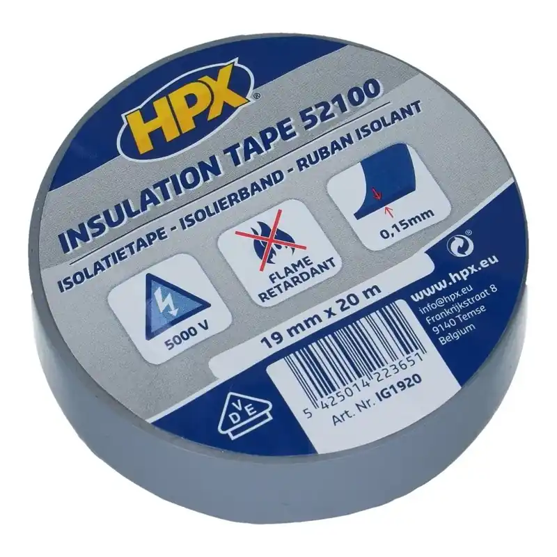 Beperkt Aanbod Grijs PVC isolatietape 19mm - 20 meter